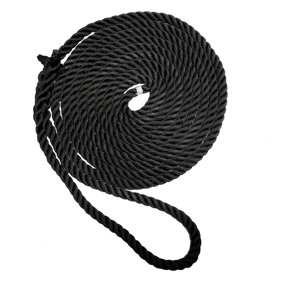New England Ropes 3/8" Premium 3-Strand Dock Line - Black - 15' C6054-12-00015 — Quality Boat Parts