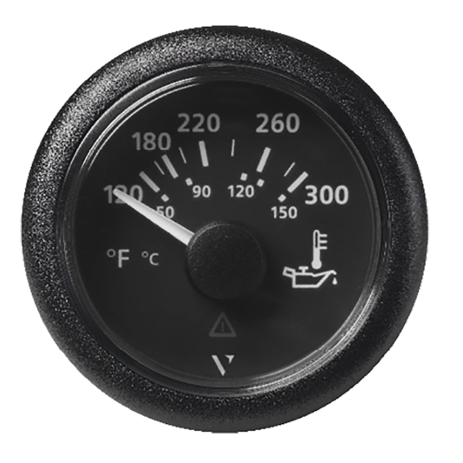 Veratron 52MM (2-1/16") ViewLine Oil Temperature Gauge 120-300°F - Black Dial & Bezel A2C59514165 — Quality Boat Parts