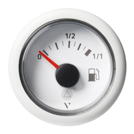 Veratron 52mm (2-1/16") ViewLine Fuel Tank Level Gauge - 0 to 1/1 - White Dial & Round Bezel A2C59514182 — Quality Boat Parts