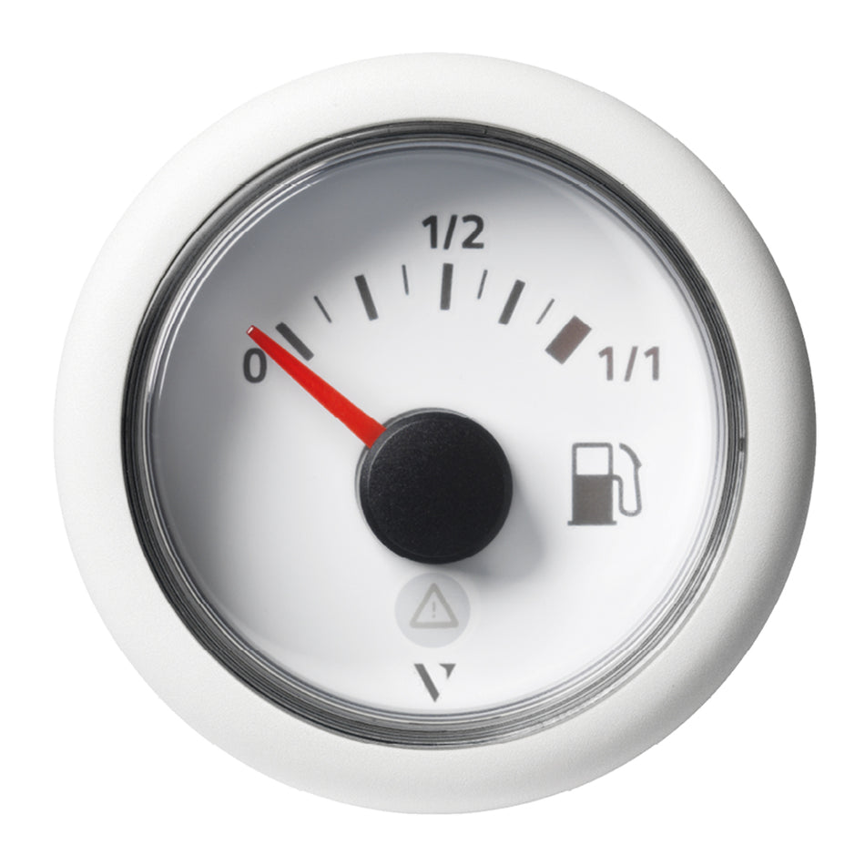 Veratron 52mm (2-1/16") ViewLine Fuel Tank Level Gauge - 0 to 1/1 - White Dial & Round Bezel A2C59514182 — Quality Boat Parts