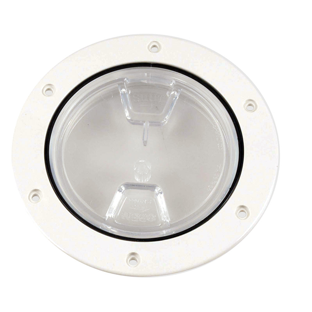 Beckson 4" Clear Center Screw-Out Deck Plate - White DP40-W-C — Quality Boat Parts