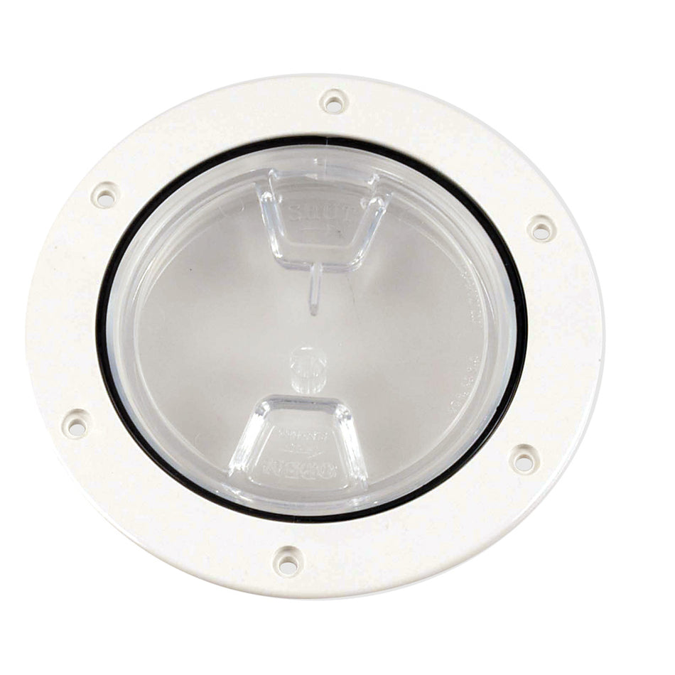 Beckson 4" Clear Center Screw-Out Deck Plate - White DP40-W-C — Quality Boat Parts