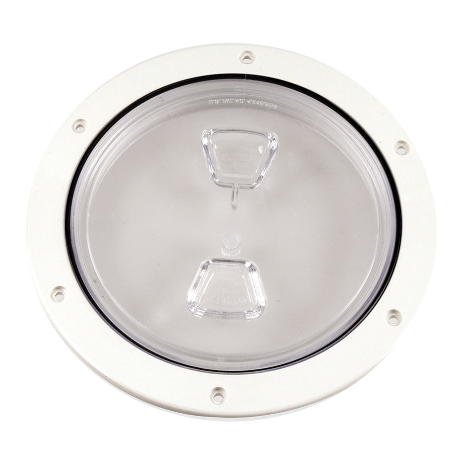 Beckson 6" Clear Center Screw Out Deck Plate - White DP60-W-C — Quality Boat Parts
