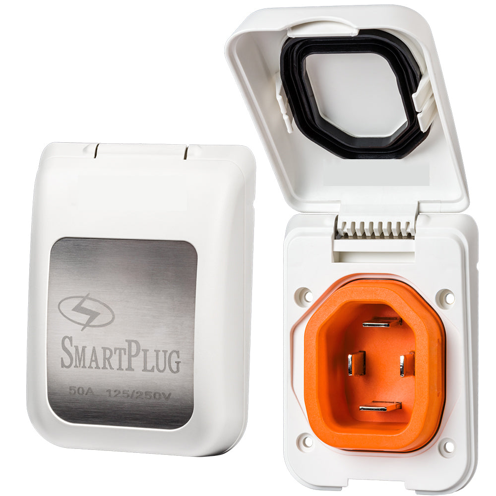 SmartPlug 50 AMP Male Non-Metallic Inlet Cover - White BM50PW — Quality Boat Parts