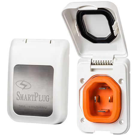 SmartPlug 50 AMP Male Non-Metallic Inlet Cover - White BM50PW — Quality Boat Parts
