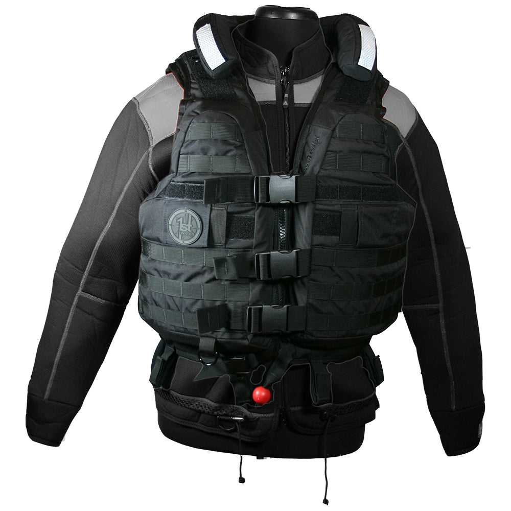 First Watch HBV-100 High Buoyancy Tactical Vest - Black - Medium to XL HBV-100-BK-M-XL — Quality Boat Parts
