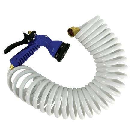 Whitecap 25' White Coiled Hose w/Adjustable Nozzle P-0441 — Quality Boat Parts