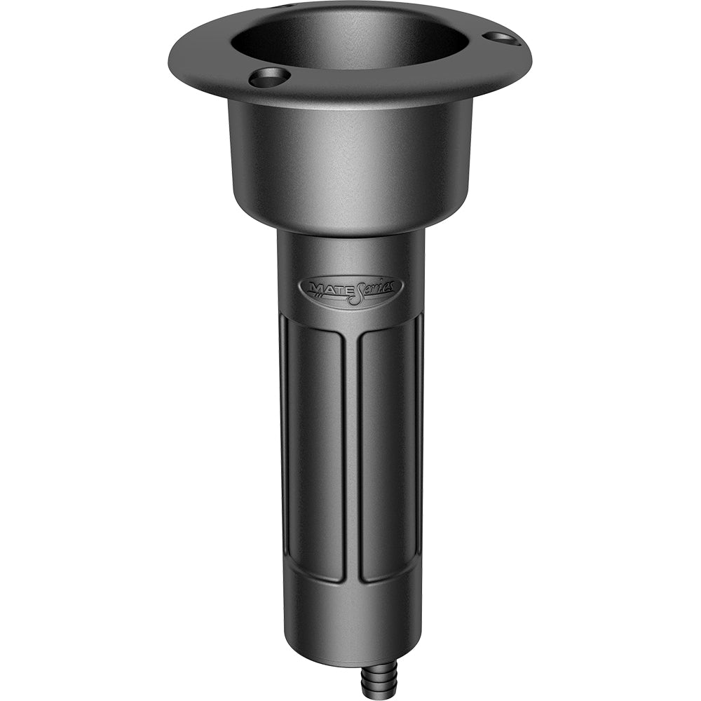Mate Series Plastic 0° Rod & Cup Holder - Drain - Round Top - Black P1000DB — Quality Boat Parts