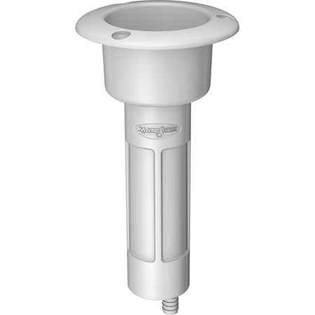 Mate Series Plastic 0° Rod & Cup Holder - Drain - Round Top - White P1000DW — Quality Boat Parts