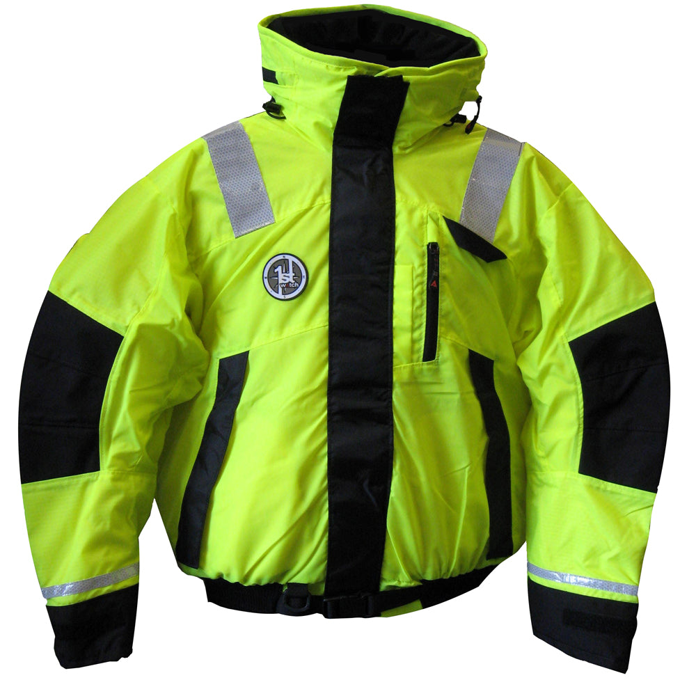 First Watch AB-1100 Flotation Bomber Jacket - Hi-Vis Yellow/Black - XL AB-1100-HV-XL — Quality Boat Parts