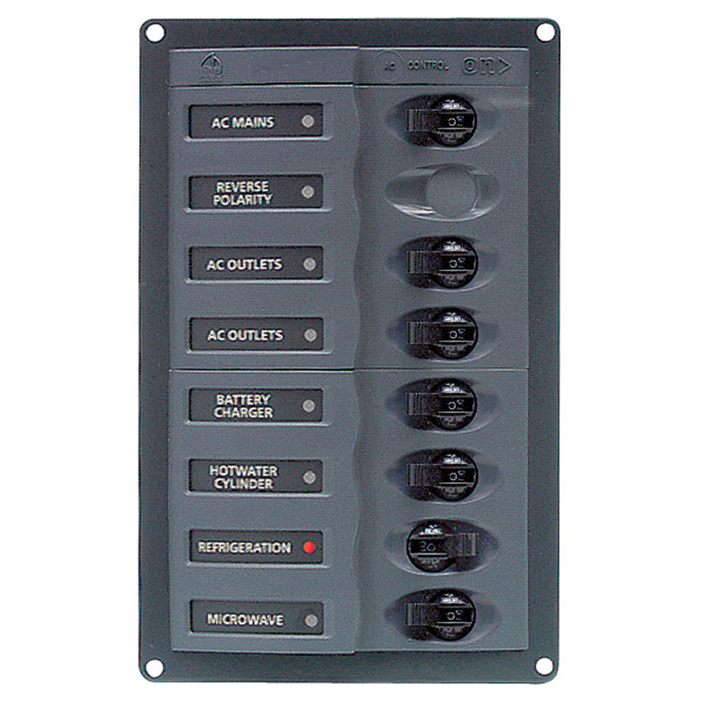BEP AC Circuit Breaker Panel w/o Meters, 6 Way w/Double Pole Mains 900-ACM6W-110V — Quality Boat Parts