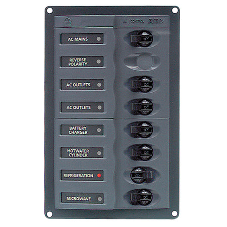 BEP AC Circuit Breaker Panel w/o Meters, 6 Way w/Double Pole Mains 900-ACM6W-110V — Quality Boat Parts