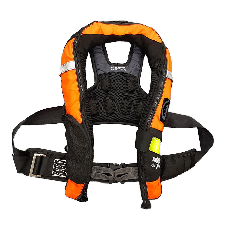 First Watch FW-40PRO Ergo Auto Inflatable PFD w/Harness - Hi-Vis Orange & Black FW-40PROHA-OB — Quality Boat Parts
