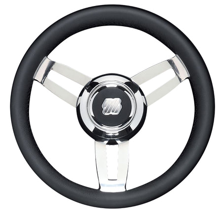 Uflex Morosini 13.8" Steering Wheel - Black Polyurethane w/Stainless Steel Spokes & Chrome Hub MOROSINI U/CH/B — Quality Boat Parts