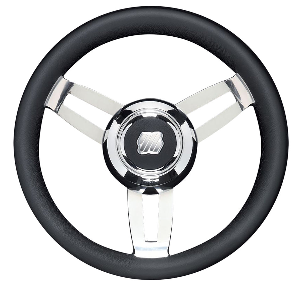 Uflex Morosini 13.8" Steering Wheel - Black Polyurethane w/Stainless Steel Spokes & Chrome Hub MOROSINI U/CH/B — Quality Boat Parts