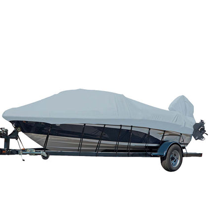 Carver Sun-DURA® Styled-to-Fit Boat Cover f/20.5' V-Hull Runabout Boats w/Windshield & Hand/Bow Rails - Grey 77020S-11 — Quality Boat Parts