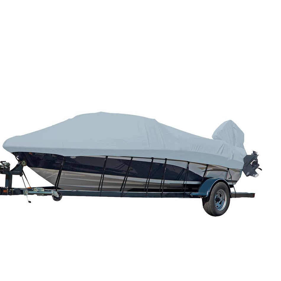 Carver Sun-DURA® Styled-to-Fit Boat Cover f/20.5' V-Hull Runabout Boats w/Windshield & Hand/Bow Rails - Grey 77020S-11 — Quality Boat Parts