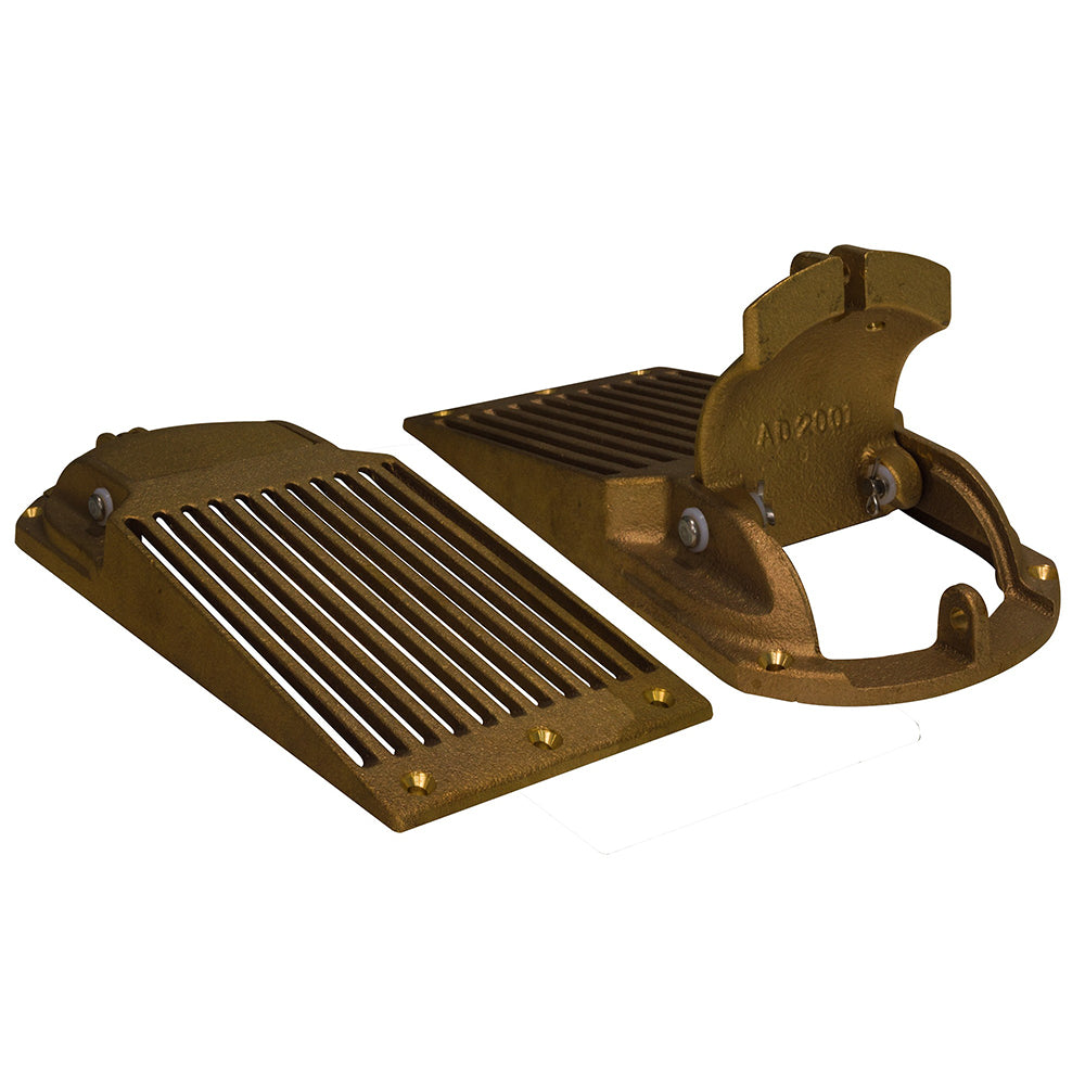 GROCO Bronze Slotted Hull Scoop Strainer w/Access Door f/Up to 2" Thru Hull ASC-2000 — Quality Boat Parts