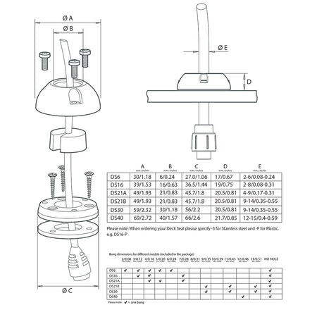 Scanstrut DS6-P Vertical Cable Seal DS6-P — Quality Boat Parts