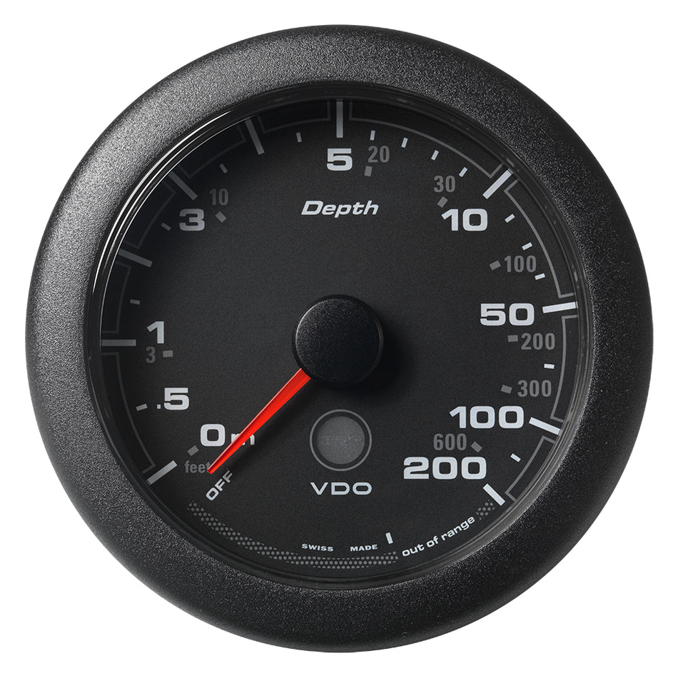 Veratron 3-3/8" (85MM) OceanLink® Depth Gauge (200M/600') - Black Dial & Bezel A2C1957360001 — Quality Boat Parts