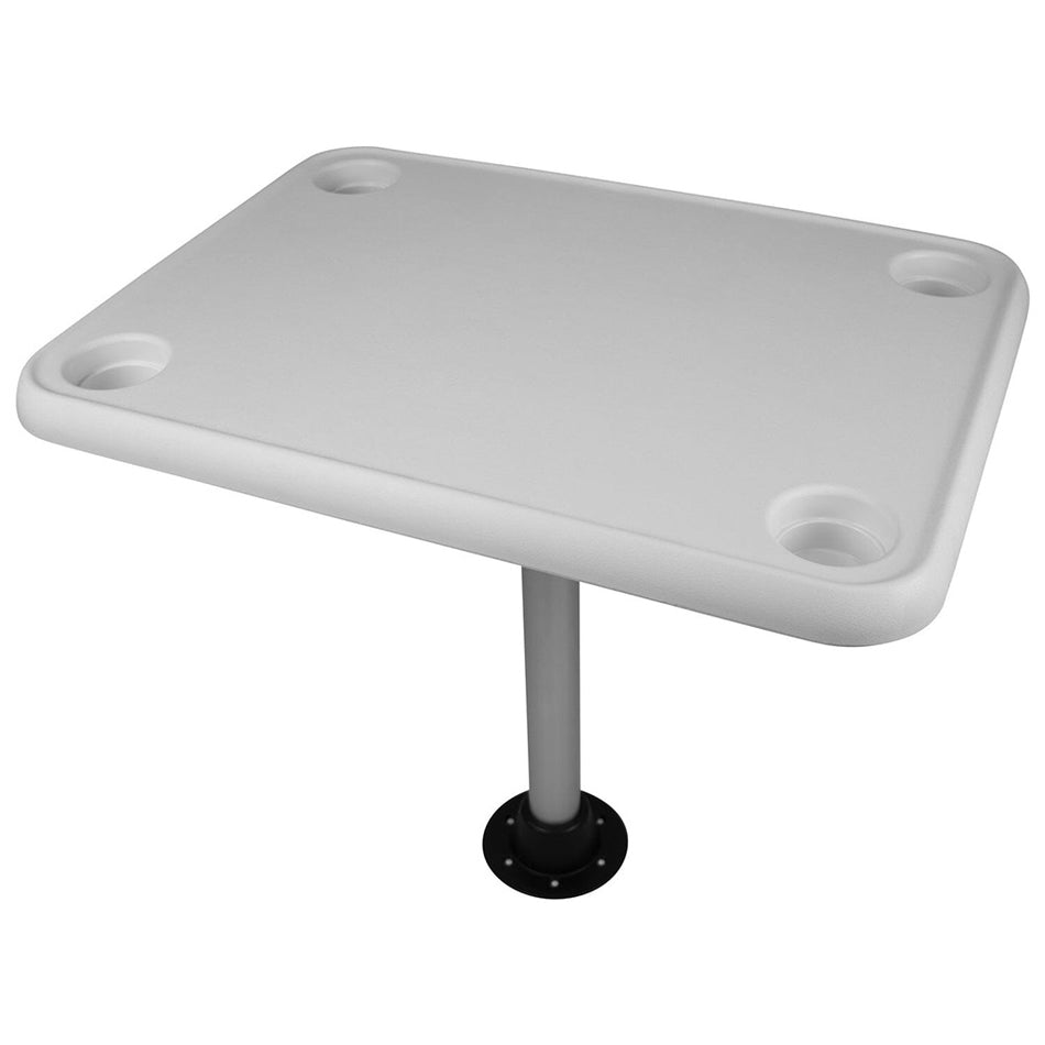 Wise White Rectangular Table - 4 Drink Holders w/Pedestal 8WD944 — Quality Boat Parts