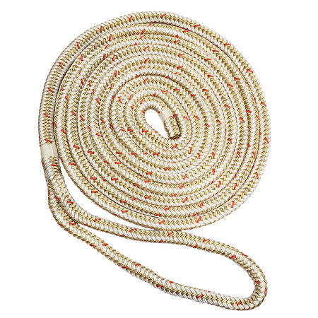 New England Ropes 5/8" Double Braid Dock Line - White/Gold w/Tracer - 50' C5059-20-00050 — Quality Boat Parts