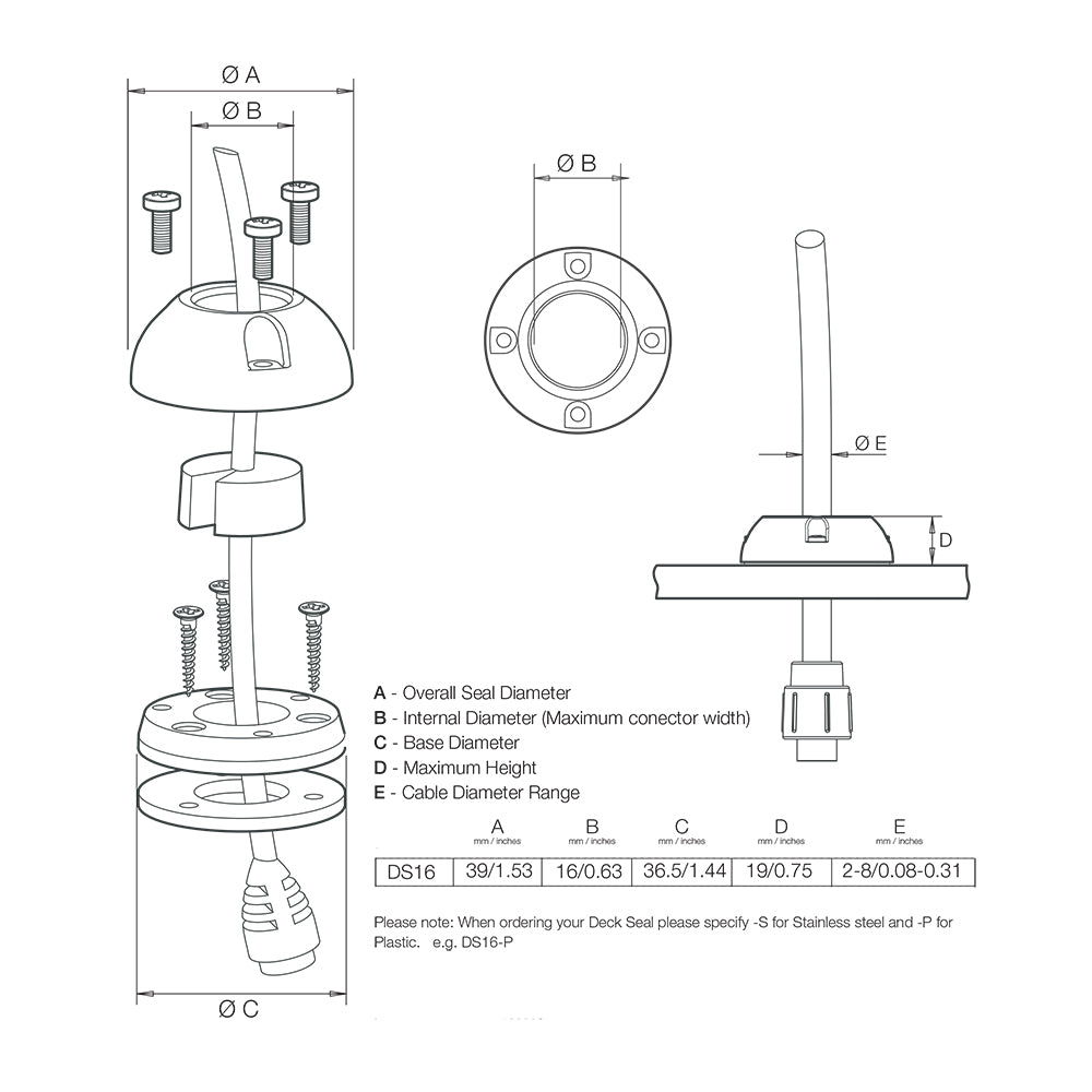 Scanstrut DS16-P Vertical Cable Seal DS16-P — Quality Boat Parts