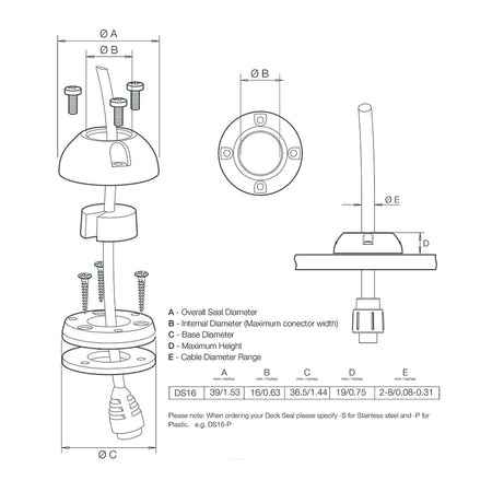 Scanstrut DS16-P Vertical Cable Seal DS16-P — Quality Boat Parts