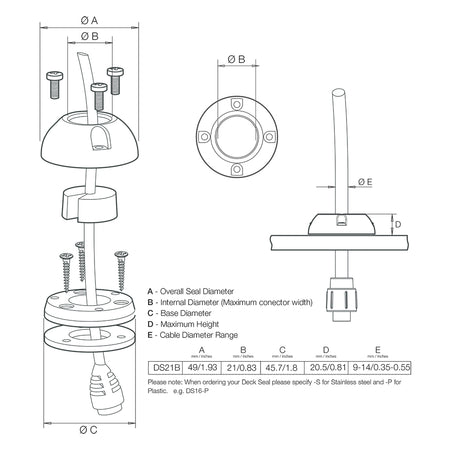 Scanstrut DS21B-P Vertical Cable Seal DS21B-P — Quality Boat Parts
