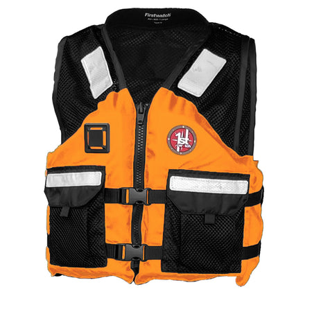 First Watch AV-5001 Mesh Crew Vest Hi-Vis - Orange/Black - S/M AV-5001-OB-S/M — Quality Boat Parts