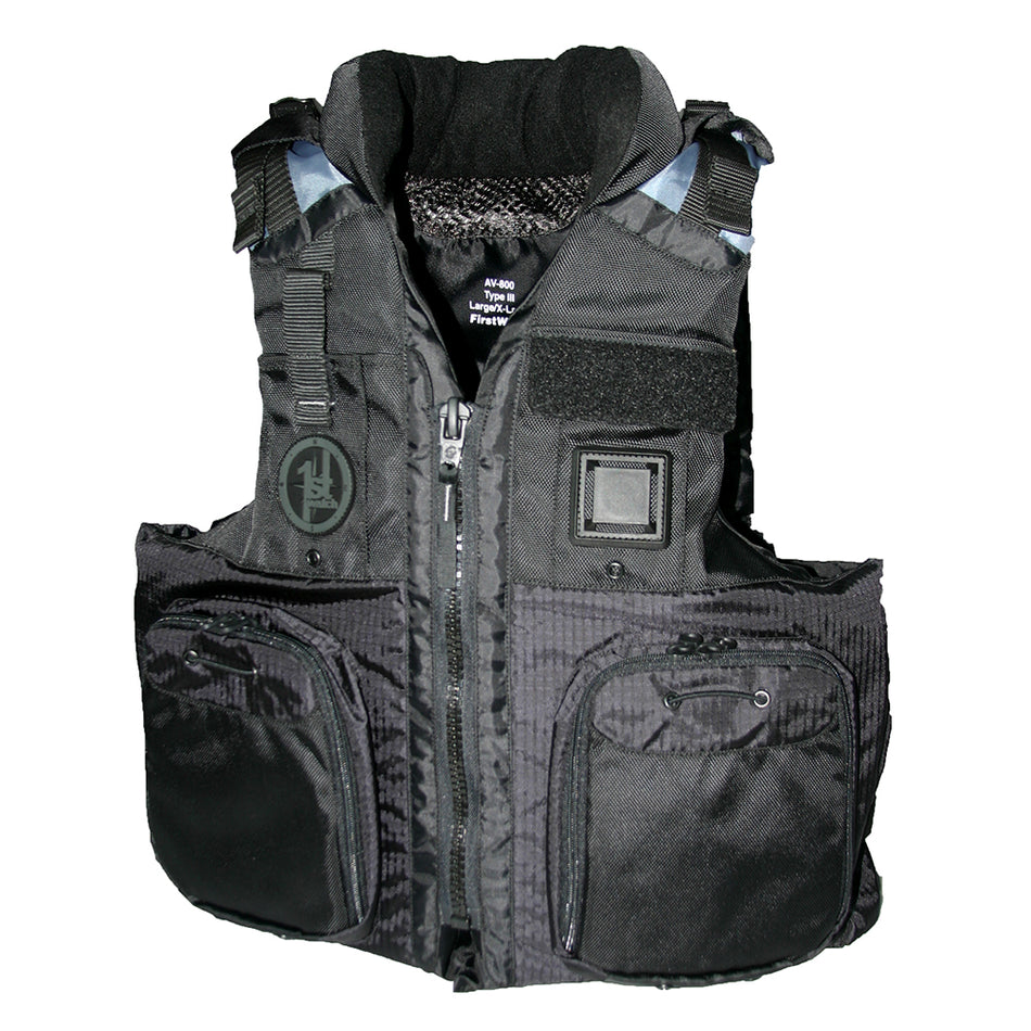 First Watch AV-800 Four Pocket Flotation Vest - Black - Small to Medium AV-800-BK-S/M — Quality Boat Parts