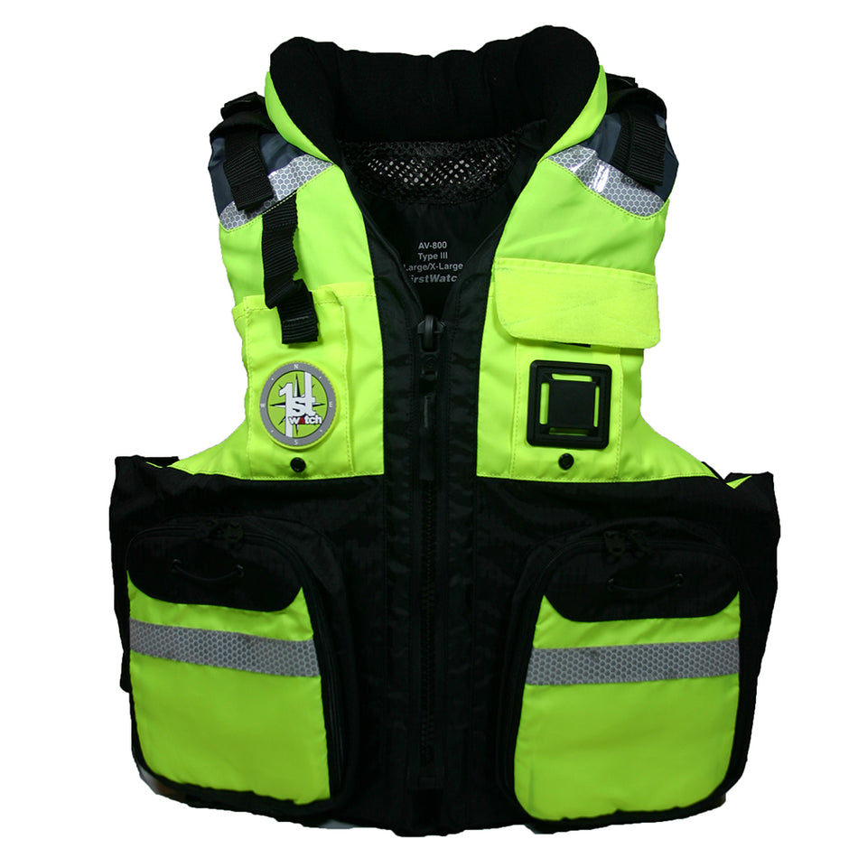 First Watch AV-800 Four Pocket Flotation Vest - Hi-Vis Yellow - XXL to 3XL AV-800-HV-2XL-3XL — Quality Boat Parts