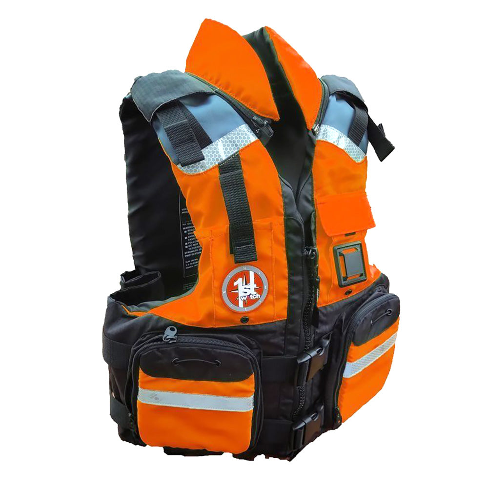 First Watch AV-800 4 Pocket Vest Hi-Vis - Orange/Black - L/XL AV-800-OB-L/XL — Quality Boat Parts