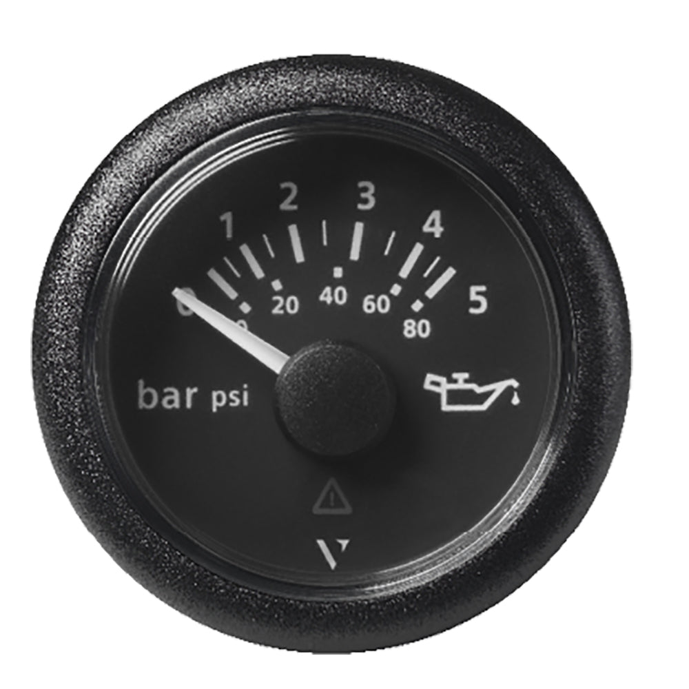 Veratron 52 MM (2-1/16") ViewLine Oil Pressure Gauge 5 Bar/80 PSI - Black Dial & Round Bezel A2C59514123 — Quality Boat Parts