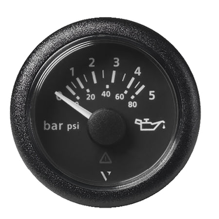 Veratron 52 MM (2-1/16") ViewLine Oil Pressure Gauge 5 Bar/80 PSI - Black Dial & Round Bezel A2C59514123 — Quality Boat Parts