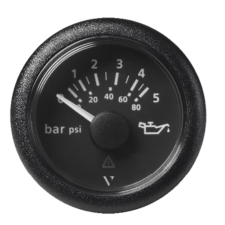 Veratron 52 MM (2-1/16") ViewLine Oil Pressure Gauge 5 Bar/80 PSI - Black Dial & Round Bezel A2C59514123 — Quality Boat Parts