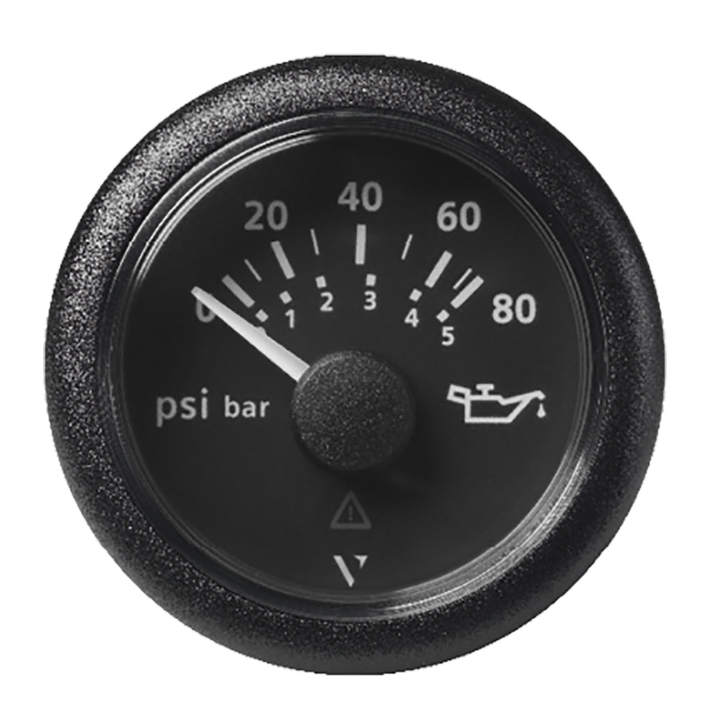 Veratron 52MM (2-1/16") ViewLine Oil Pressure Gauge 80 PSI/5 Bar - Black Dial & Round Bezel A2C59514128 — Quality Boat Parts