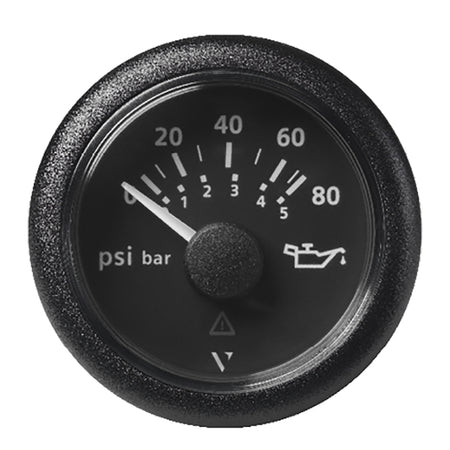 Veratron 52MM (2-1/16") ViewLine Oil Pressure Gauge 80 PSI/5 Bar - Black Dial & Round Bezel A2C59514128 — Quality Boat Parts