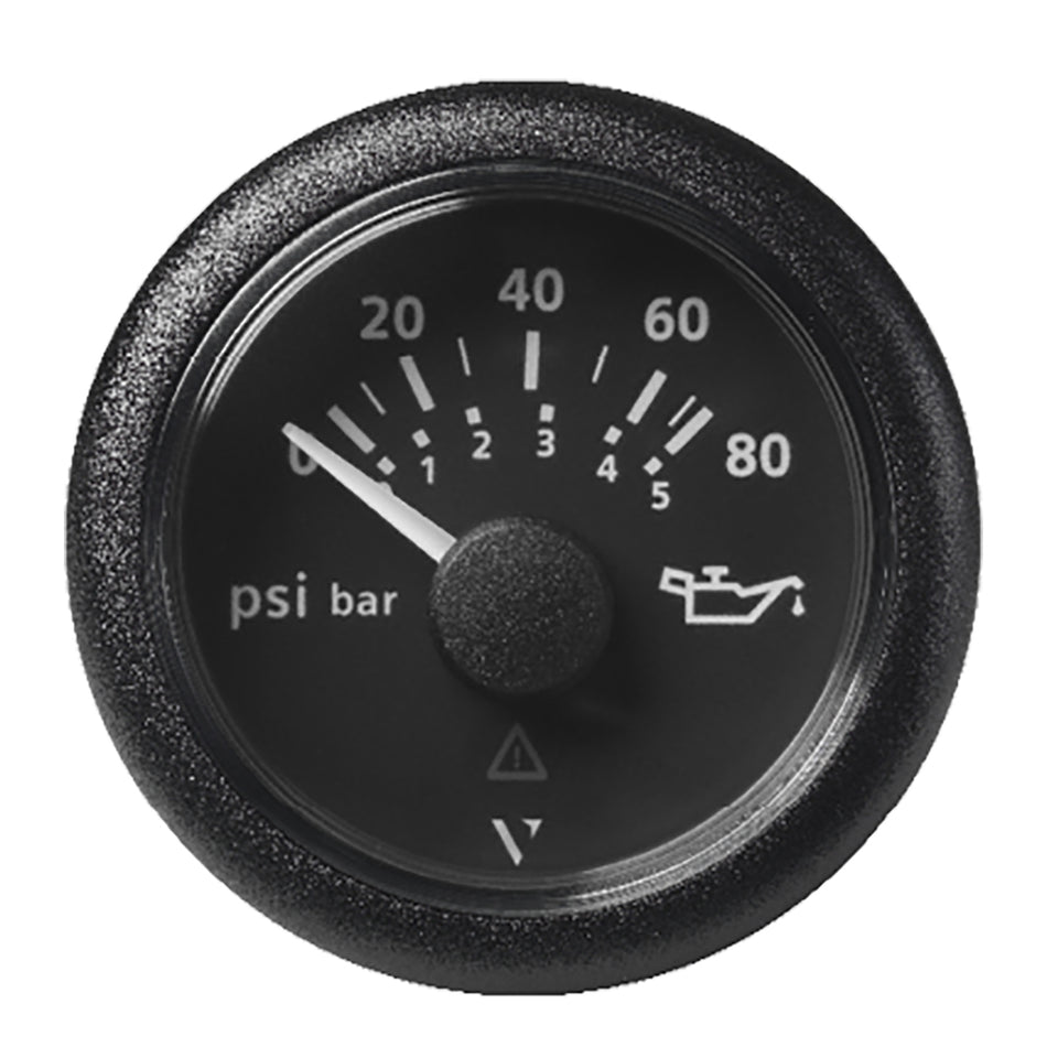 Veratron 52MM (2-1/16") ViewLine Oil Pressure Gauge 80 PSI/5 Bar - Black Dial & Round Bezel A2C59514128 — Quality Boat Parts