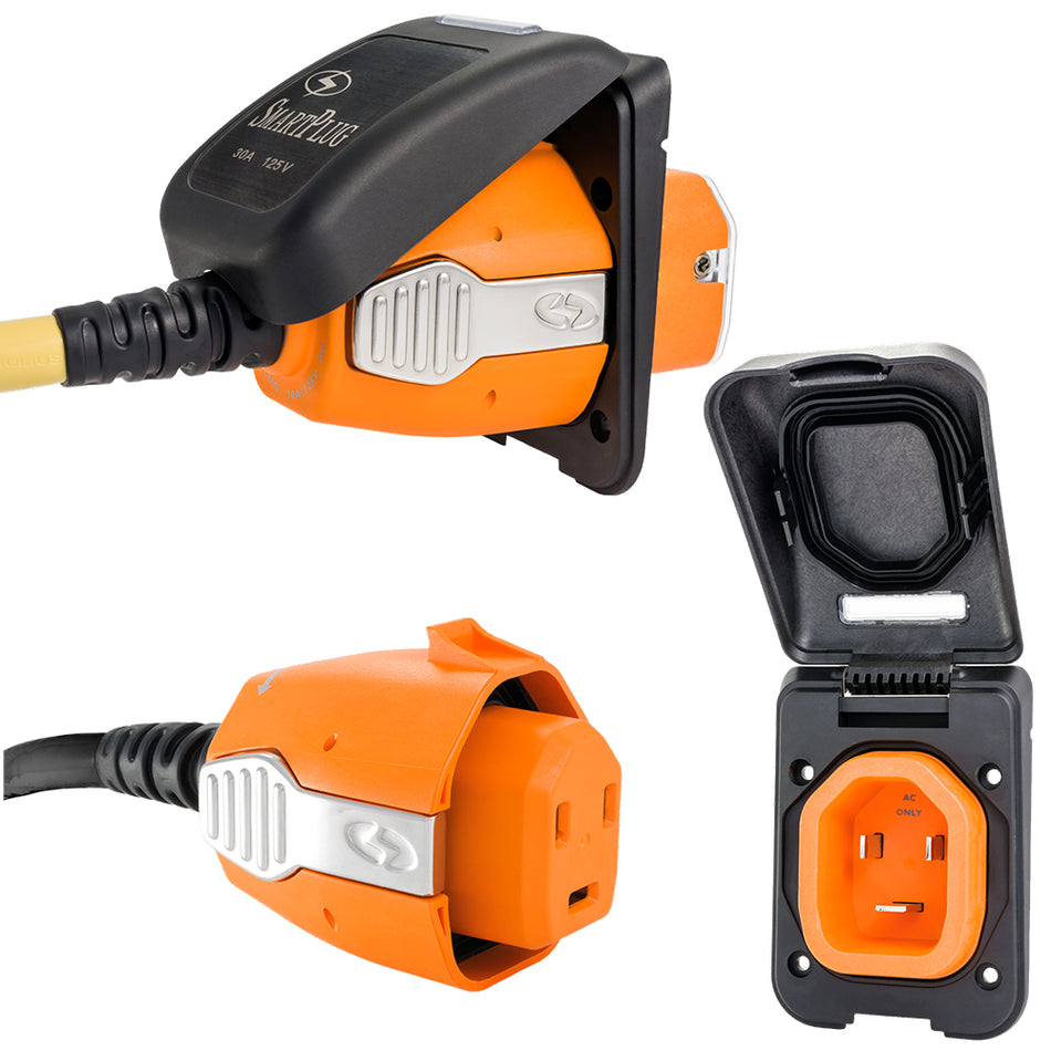 SmartPlug 30 AMP Inlet & Female Cord Connector Combo - Black B30ASSYPB — Quality Boat Parts