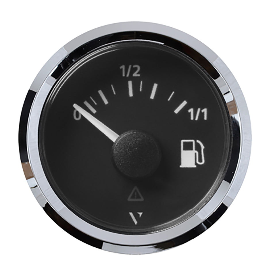 Veratron 52MM (2-1/16") ViewLine Fuel Level Gauge 0-1/1 - 3-180 OHM - Black Dial & Chrome Triangular Bezel A2C59514083 — Quality Boat Parts