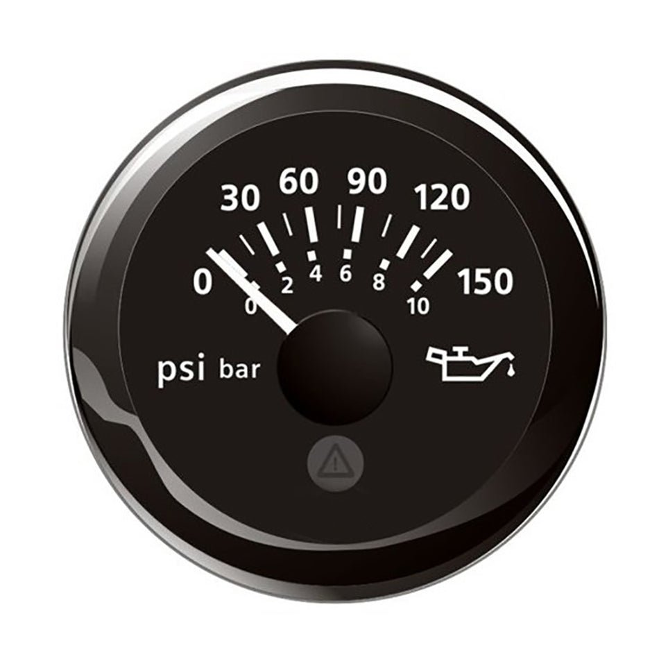 Veratron 52MM (2-1/16") ViewLine Oil Pressure Indicator 0 to 150 PSI - Black Dial & Round Bezel A2C59514118 — Quality Boat Parts