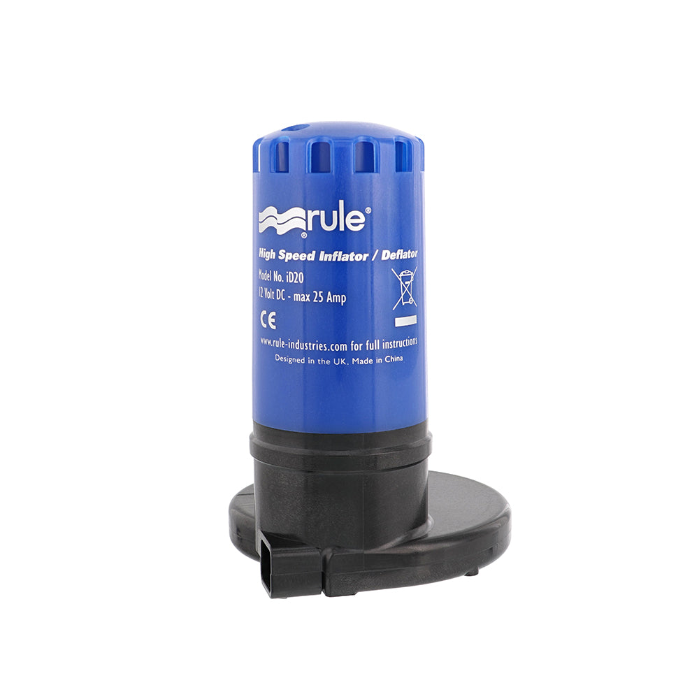 Rule ID20 High-Speed Inflator/Deflator 12V Portable Pump w/Multiple Valve Options ID20 — Quality Boat Parts