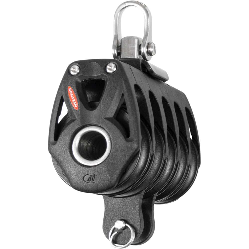 Ronstan Series 40 Orbit BB Quin Block w/Becket & Swivel Shackle RF48510 — Quality Boat Parts