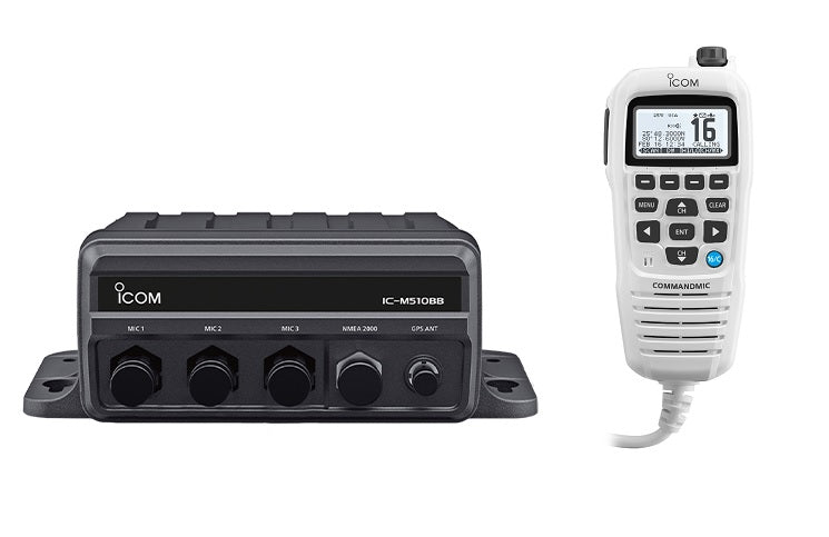 Icom M510BB Black Box VHF With HM195GW White M510BB GW 21 USA — Quality Boat Parts