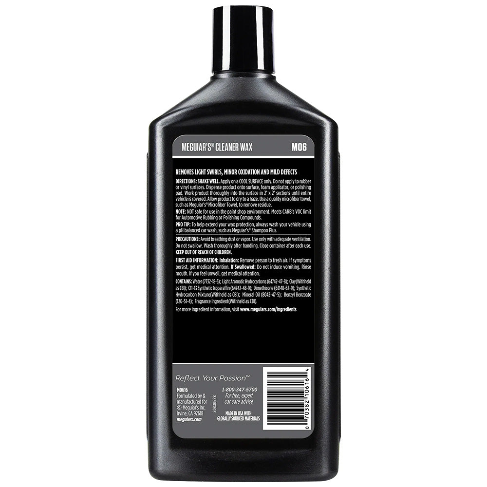 Meguiar's M6 Mirror Glaze® Cleaner Wax - 16oz M0616 — Quality Boat Parts