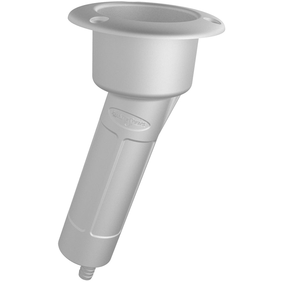 Mate Series Plastic 15° Rod & Cup Holder - Drain - Round Top - White P1015DW — Quality Boat Parts
