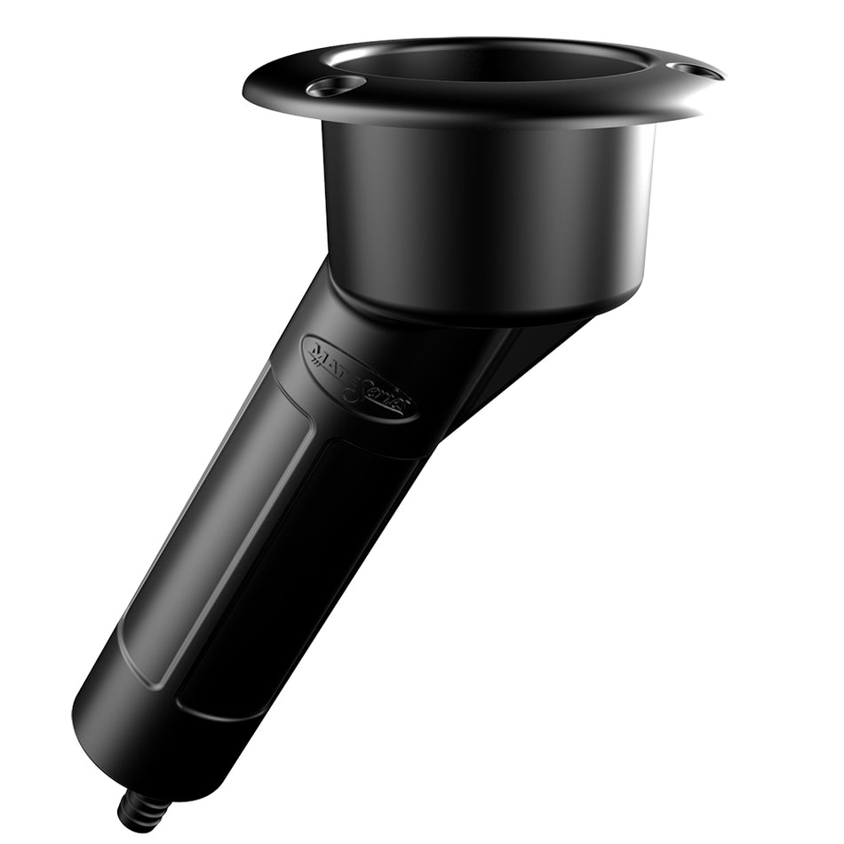Mate Series Plastic 30° Rod & Cup Holder - Drain - Round Top - Black P1030DB — Quality Boat Parts