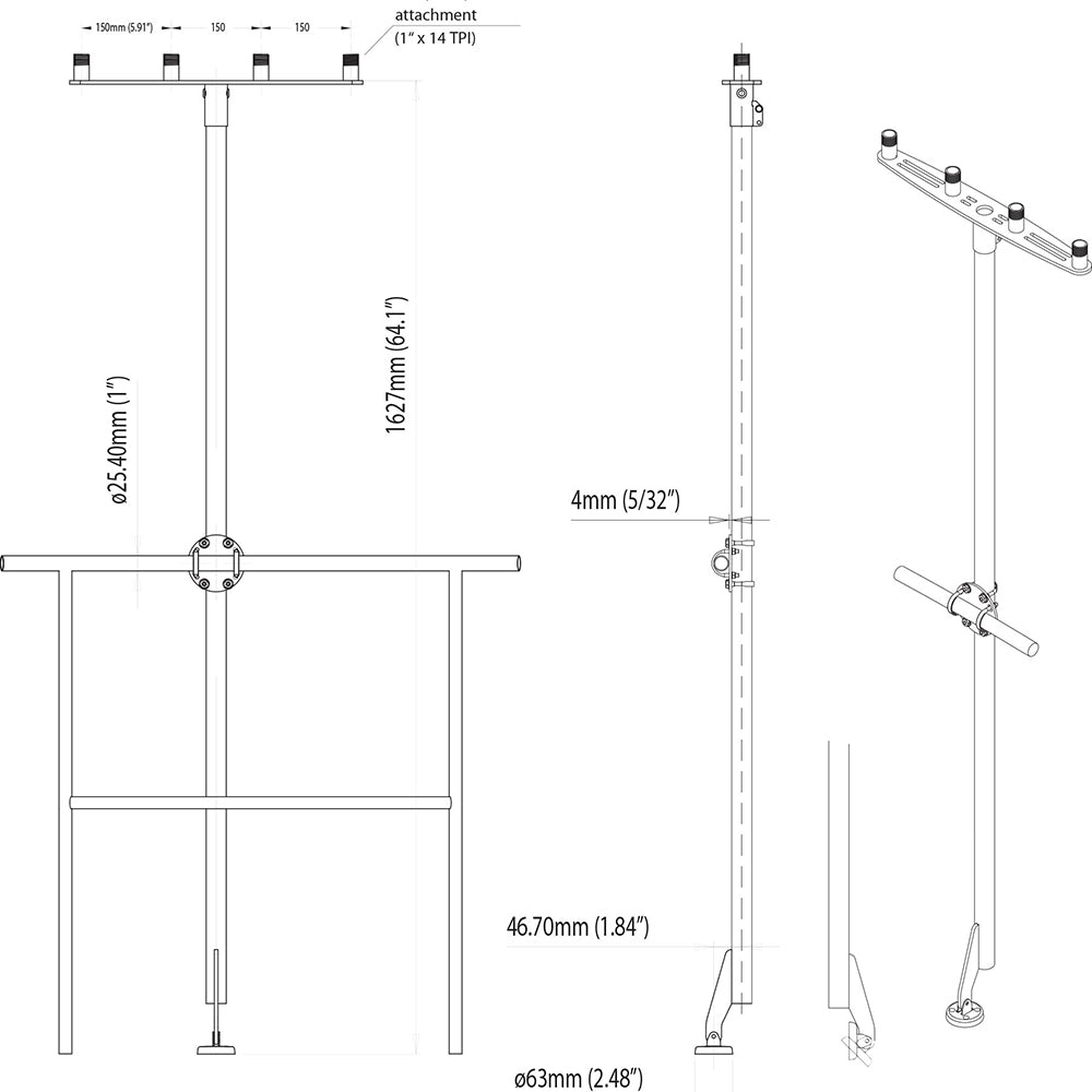Scanstrut TP-01 T-Bar Mount f/GPS/VHF Antenna TP-01 — Quality Boat Parts