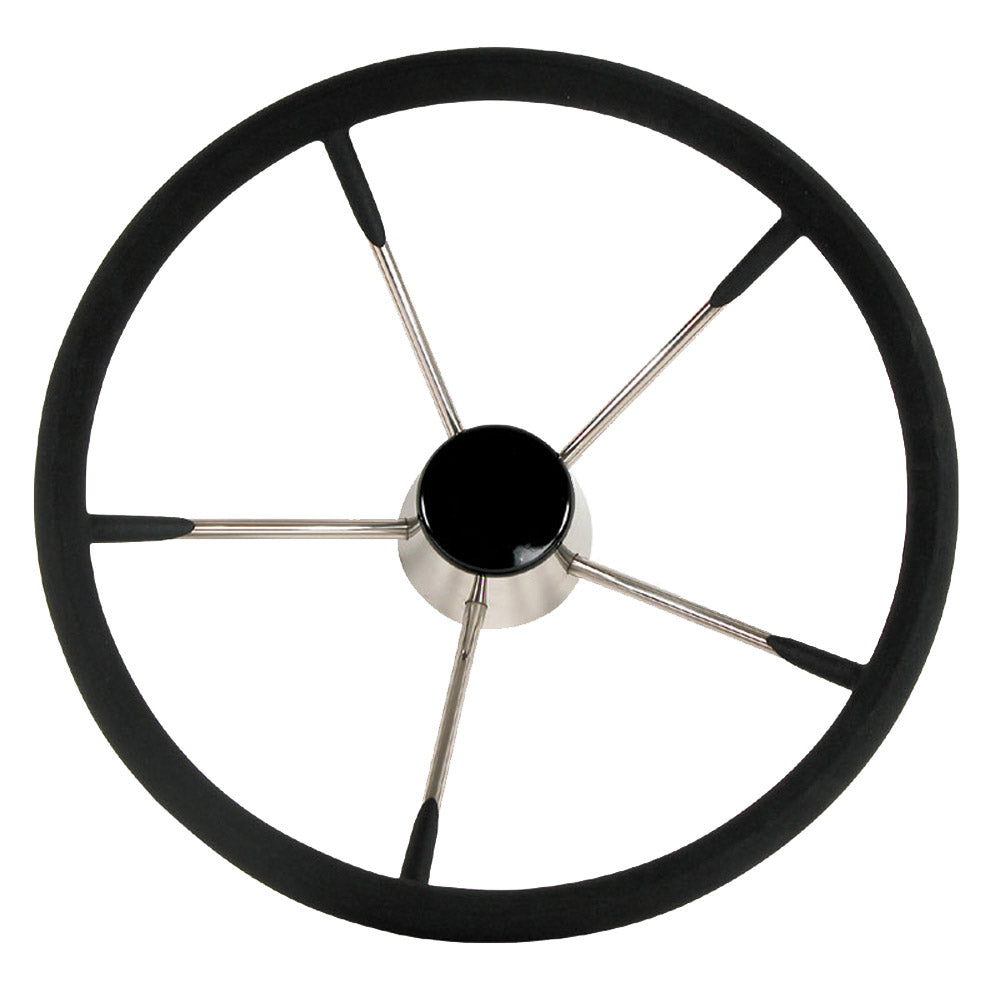 Whitecap Destroyer Steering Wheel - Black Foam, 15" Diameter S-9004B — Quality Boat Parts